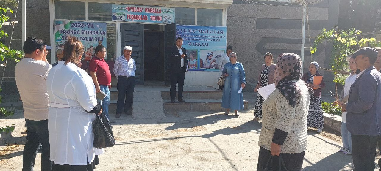 Gurlan tumani SEO va JS xodimlari "Yangicha Mahallabay" ishlash dasturi bo'yicha reja asosida "O'yilma" mahallasida sanitariya targ'ibot ishlari olib bordilar.